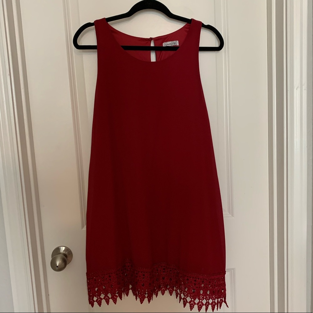 Red Dress with lace trim